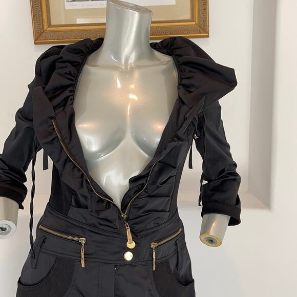 SVELTO STELLA Black Shirt Dress 3/4 Sleeves Zippers Detail Size EUR 42 - Picture 11 of 13